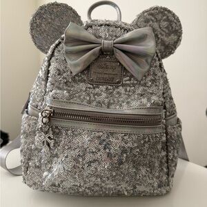 Silver Sequin Mini Backpack